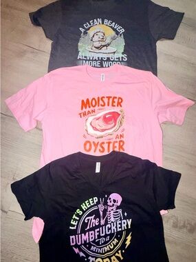 Bundle of 3 Funny Multicolor Women’s Graphic Tees Size Large